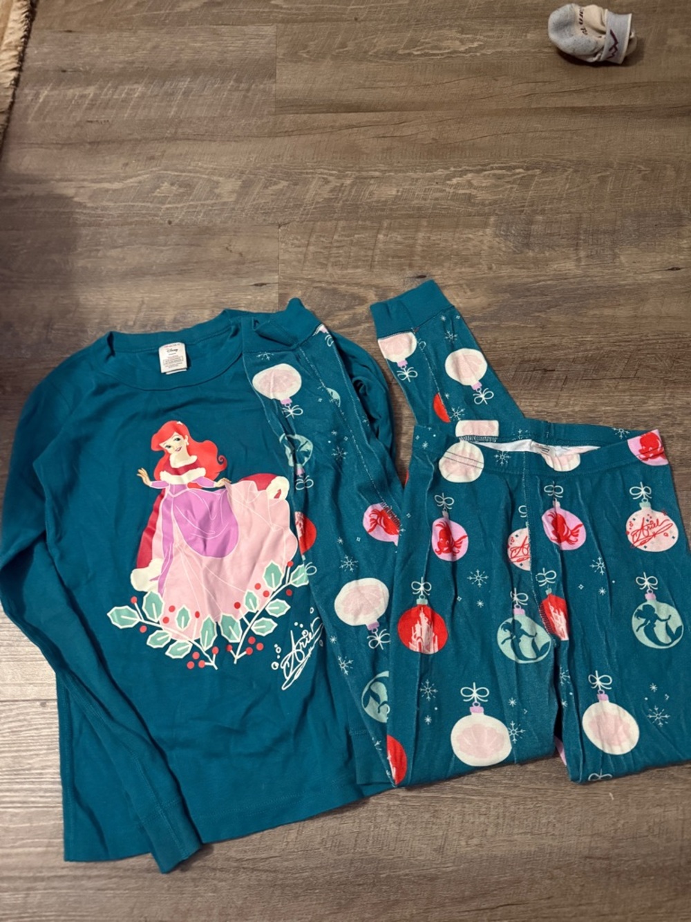 Disney Girls Teal Ariel Ornament Pajama Set